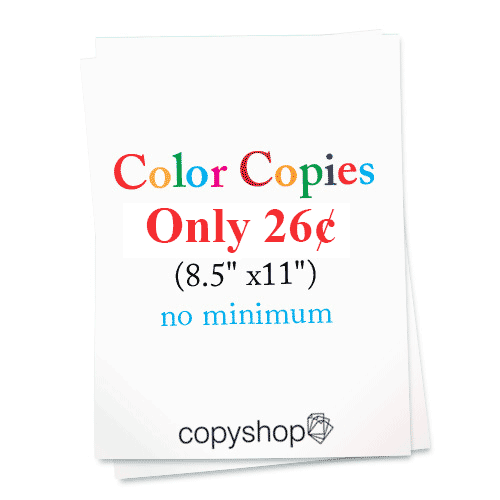 Color copies only 26cents at the Copyshop in South Amboy, NJ